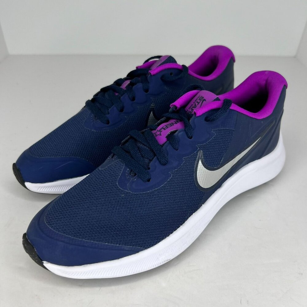 Nike Star Runner Kids DA2776-404 Navy Blue Purple Lace Up Size 4Y Athletic Shoes